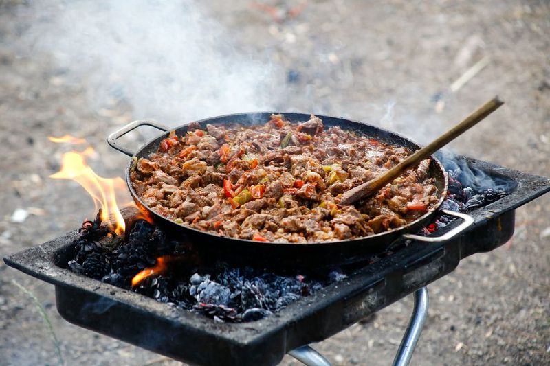 Bonfire Night tea: a pan of chilli, jacket potatoes and parkin